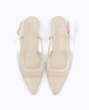 Leona Slingback Heel Pumps - Beige